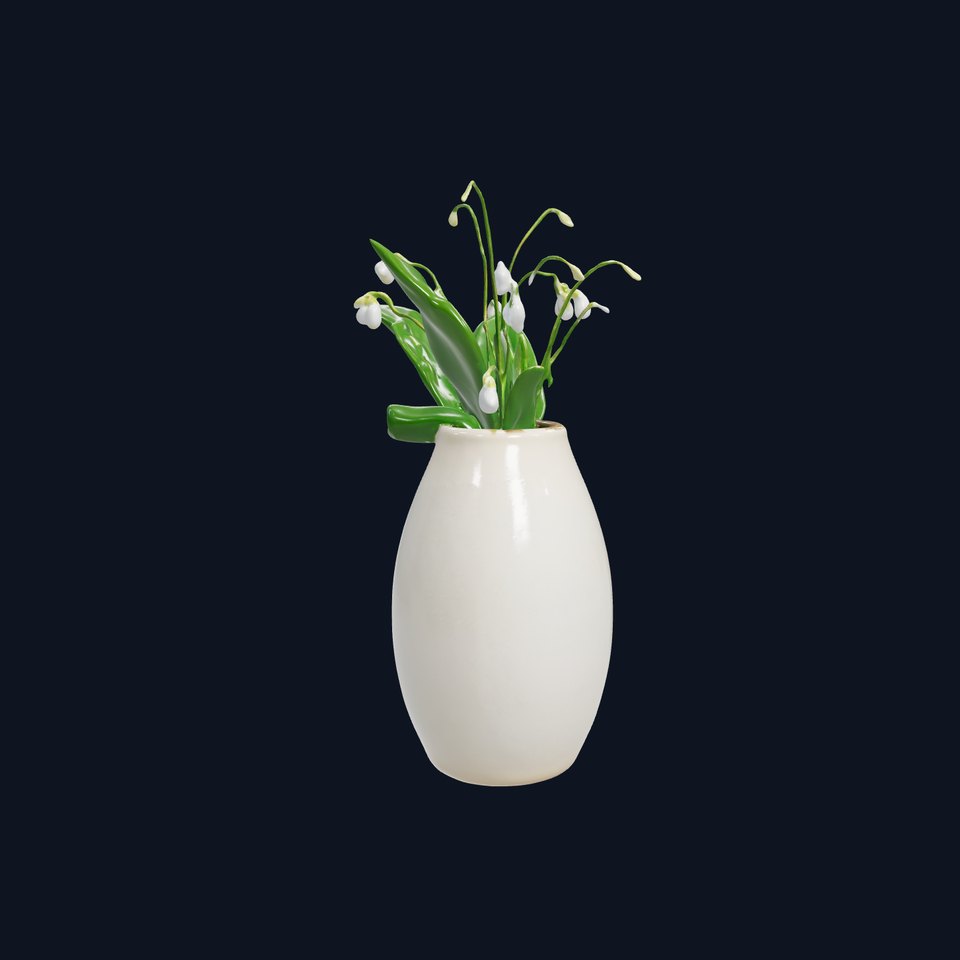Elegant Lily of the Valley Vase Model Pack